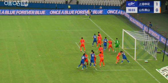 中超半场：汪海健角球破门，卡扎伊双响，申花暂2-2泰山